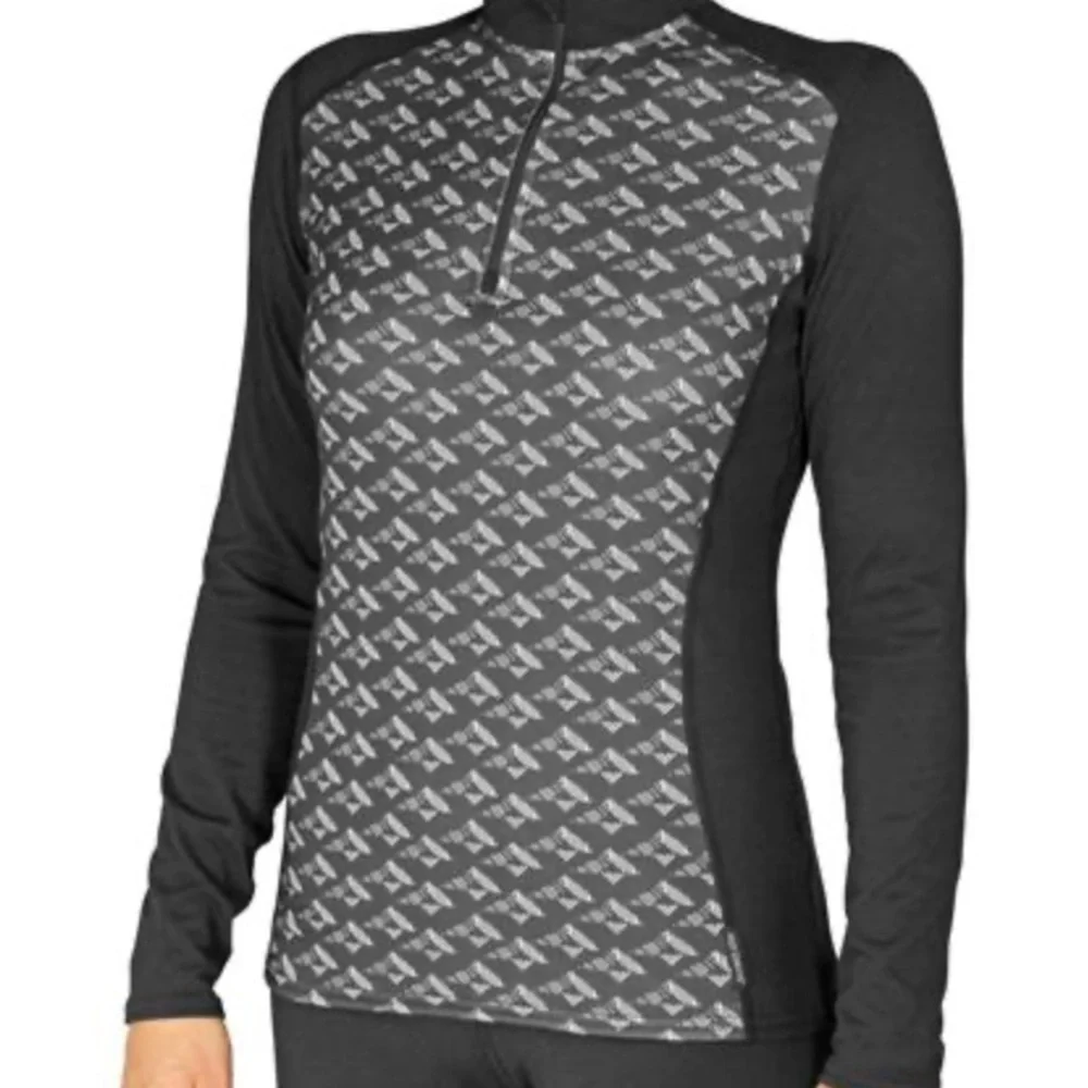 Hot Chillys Women’s Mid-Weight Base Layer Top Black Quarter Zip Top NEW Small - Picture 7 of 8